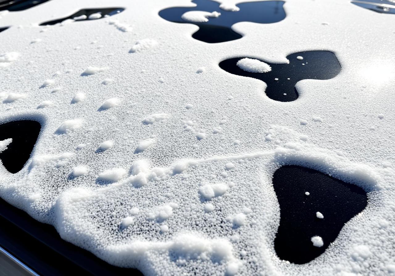 Premium foam wash with thick suds on luxury car hood